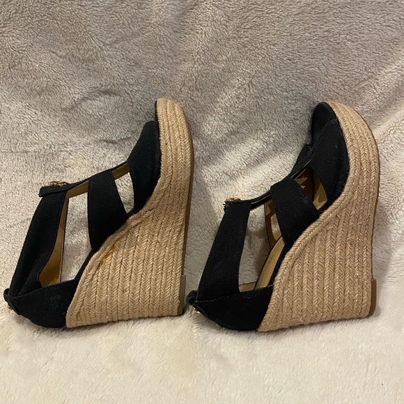 MICHAEL Michael Kors Berkley Canvas Zipper Wedge Platform Sandals Black 5.5 EUC - Picture 9 of 15